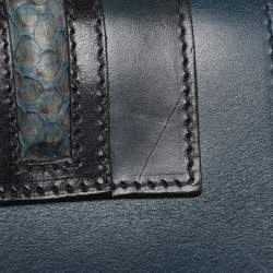 Pre Owned Burberry Blue/Black Leather and Python Crossbody Bag