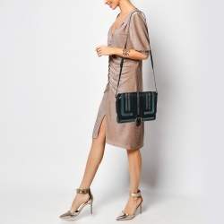 Pre Owned Burberry Blue/Black Leather and Python Crossbody Bag