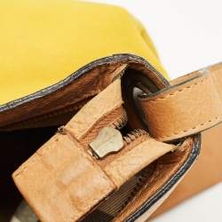 Pre Owned Burberry Yellow/Brown Canvas and Leather Shoulder Bag
