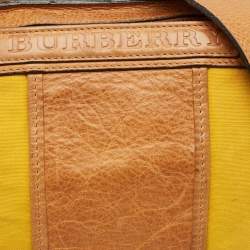 Pre Owned Burberry Yellow/Brown Canvas and Leather Shoulder Bag