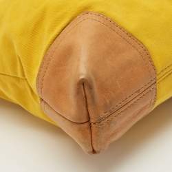 Pre Owned Burberry Yellow/Brown Canvas and Leather Shoulder Bag
