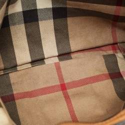 Pre Owned Burberry Yellow/Brown Canvas and Leather Shoulder Bag