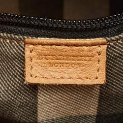 Pre Owned Burberry Yellow/Brown Canvas and Leather Shoulder Bag