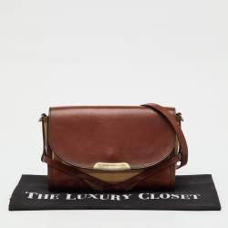 Pre Owned Burberry Brown/Beige Leather and Nova Check Canvas Abbott Crossbody Bag