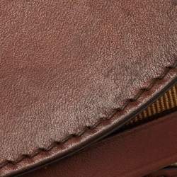 Pre Owned Burberry Brown/Beige Leather and Nova Check Canvas Abbott Crossbody Bag