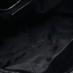 Pre Owned Burberry Black Smoked Check Nylon and Patent Leather Hobo