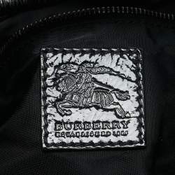 Pre Owned Burberry Black Smoked Check Nylon and Patent Leather Hobo