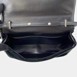 Pre Owned Burberry Lola Bag TB Logo Crystal Bag Black Velvet Rhinestone