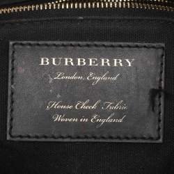 Pre Owned Burberry Brown/Beige House Check Fabric and Leather Small Banner Tote