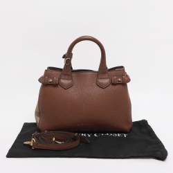 Pre Owned Burberry Brown/Beige House Check Fabric and Leather Small Banner Tote