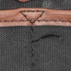 Pre Owned Burberry Brown/Beige House Check Fabric and Leather Small Banner Tote