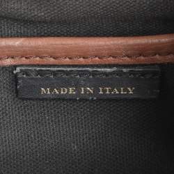 Pre Owned Burberry Brown/Beige House Check Fabric and Leather Small Banner Tote