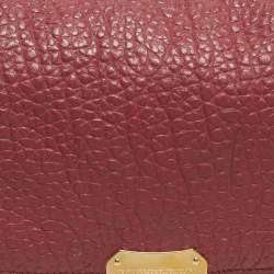 Pre Owned Burberry Red Pebbled Leather Mildenhall Shoulder Bag
