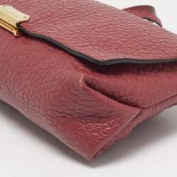 Pre Owned Burberry Red Pebbled Leather Mildenhall Shoulder Bag