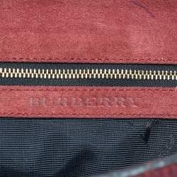 Pre Owned Burberry Red Pebbled Leather Mildenhall Shoulder Bag