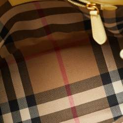 Pre Owned Burberry Light Yellow Leather Medium Buckle Tote