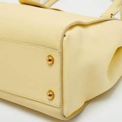 Pre Owned Burberry Light Yellow Leather Medium Buckle Tote