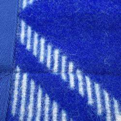 Pre Owned Burberry Check Blue Wool Leather Shopper Tote Bag