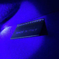 Pre Owned Burberry Check Blue Wool Leather Shopper Tote Bag