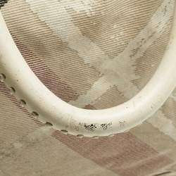 Pre Owned Burberry Cream/Off White Brushstroke Paint Canvas and Leather Snap Tote