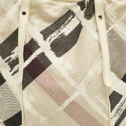 Pre Owned Burberry Cream/Off White Brushstroke Paint Canvas and Leather Snap Tote