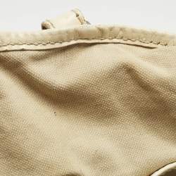 Pre Owned Burberry Cream/Off White Brushstroke Paint Canvas and Leather Snap Tote