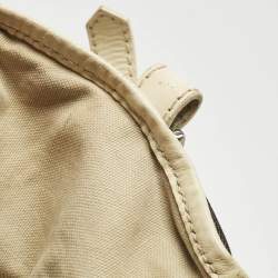 Pre Owned Burberry Cream/Off White Brushstroke Paint Canvas and Leather Snap Tote