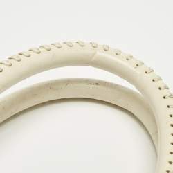 Pre Owned Burberry Cream/Off White Brushstroke Paint Canvas and Leather Snap Tote