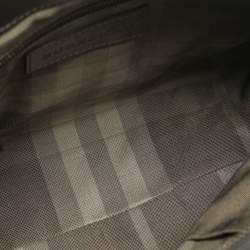 Pre Owned Burberry Metallic Grey Leather Pilgrim Tote