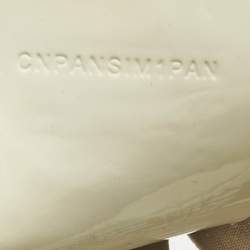 Pre Owned Burberry White/Beige Nova Check Laser Cut PVC and Patent Leather Drawstring Hobo