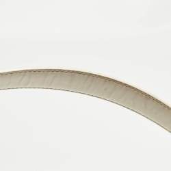 Pre Owned Burberry White/Beige Nova Check Laser Cut PVC and Patent Leather Drawstring Hobo