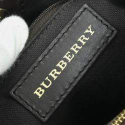 Pre Owned Burberry House Check Beige Coated Canvas and Leather Hobo Bag