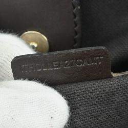 Pre Owned Burberry House Check Beige Coated Canvas and Leather Hobo Bag