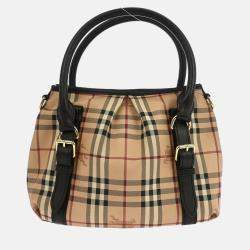Pre Owned Burberry Beige PVC House Check Hobo Handbag