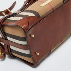 Pre Owned حق يبة بولينغ بريدي بريبرري كانفاس وجلد تشيستر هاوس بيج وبني