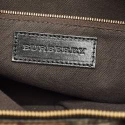 Pre Owned Burberry Beige/Black Haymarket Check Coated Canvas and Leather Salisbury Tote