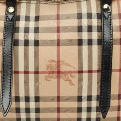 Pre Owned Burberry Beige/Black Haymarket Check Coated Canvas and Leather Salisbury Tote
