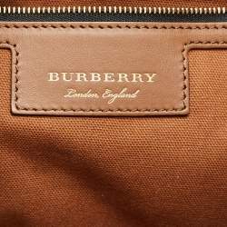 Pre Owned حقيبة يد توتس بربري كانتربري صغيرة جلد ونايلون كاروهات هايماركت بيج/كريم