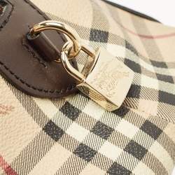Pre Owned Burberry Brown/Beige Haymarket Check PVC Thornley Satchel