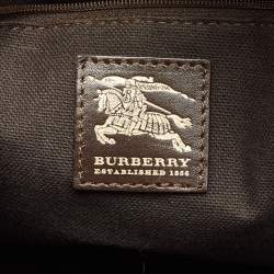 Pre Owned Burberry Brown/Beige Haymarket Check PVC Thornley Satchel