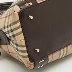 Pre Owned Burberry Brown/Beige Haymarket Check PVC Thornley Satchel