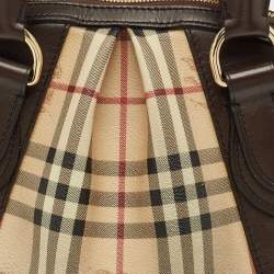 Pre Owned Burberry Brown/Beige Haymarket Check PVC Thornley Satchel