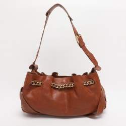 Pre Owned Burberry Tan Leather Margaret Shoulder Bag
