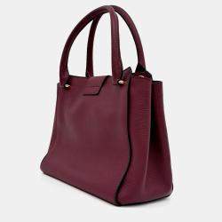 Pre Owned Burberry Purple Leather Grainy Buckle Bag Medium