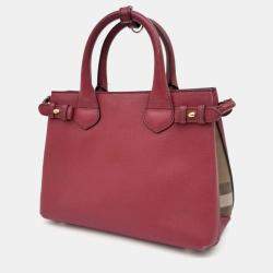Pre Owned Burberry Red Leather Banner Bag Small