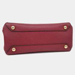 Pre Owned Burberry Red Leather Banner Bag Small
