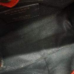 Pre Owned Burberry Red Leather Banner Bag Small