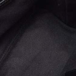 Pre Owned Burberry Black/Beige Leather and House Check Fabric Small Banner Tote