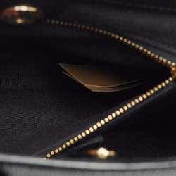 Pre Owned Burberry Black/Beige Leather and House Check Fabric Small Banner Tote