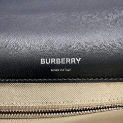 Pre Owned Burberry Roller Chain shoulder Black/White Canvas Leather